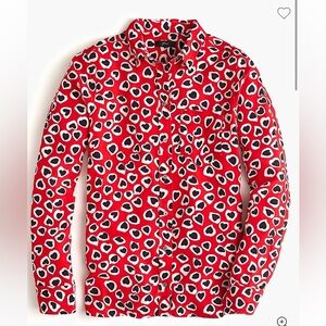 J Crew Classic-fit boy shirt in silk heart print size 10